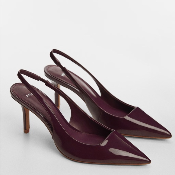 Mango Shoes - Mango Patent Pointed Slingback Heels in Deep Plum